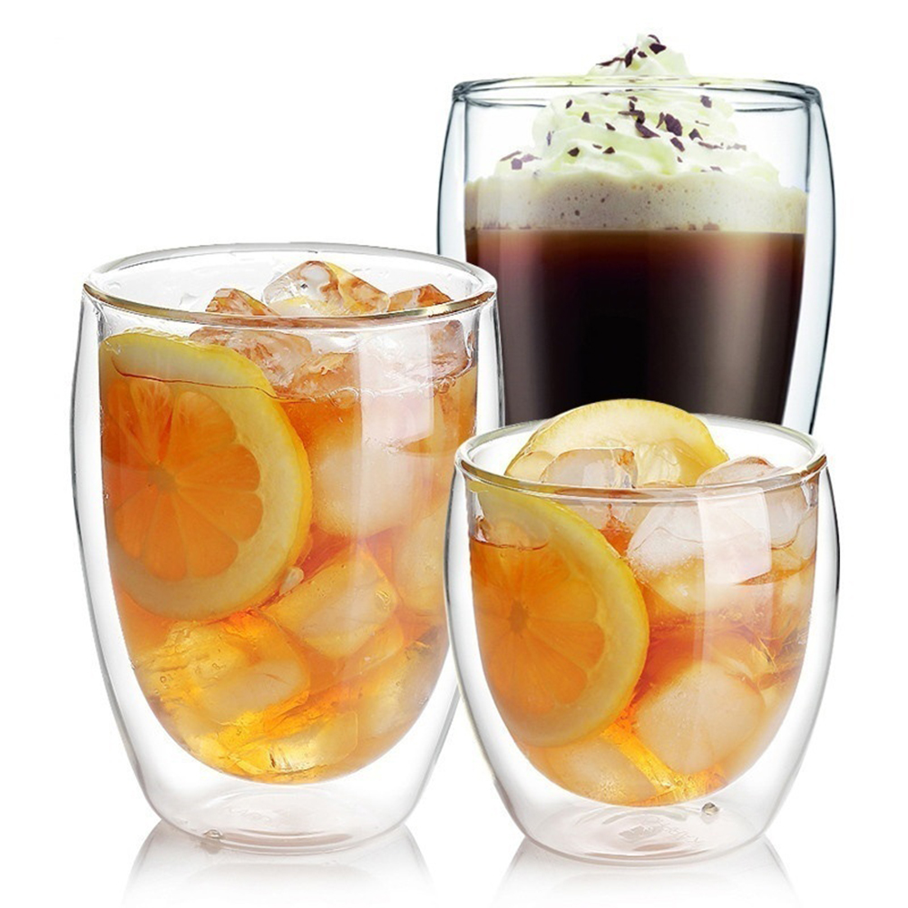 Heat Resistant Double Wall Glass Milk Coffee Water Juice Cup - 350Ml