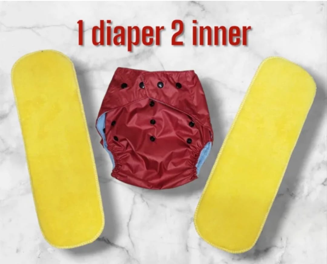 Adjustable Cotton Blend Cloth Diaper with Double Gussets and Removable Inserts for 0-8 Years - Unisex, Multi-Size