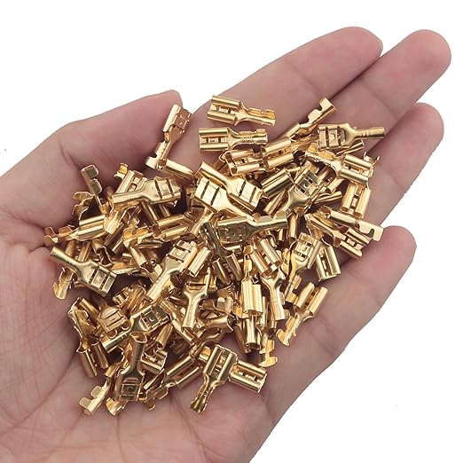 10/20/50 Pcs High Quality Electrical Lex Pin 7x17.50mm Wire Cable Thimble Lugs Crimp Terminal Female Spade Thimble Connector for Automobiles, Motorcycles, Speakers, RO Water Purifier, Air Conditioner & Home Appliances Wiring