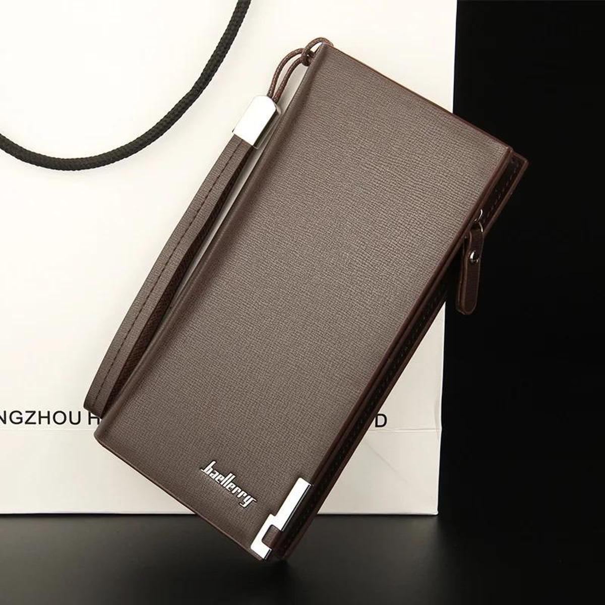 Baellerry Wallet for Men – All-Season PU Leather Business Long Zipper Clutch with Large Capacity & Card Holder