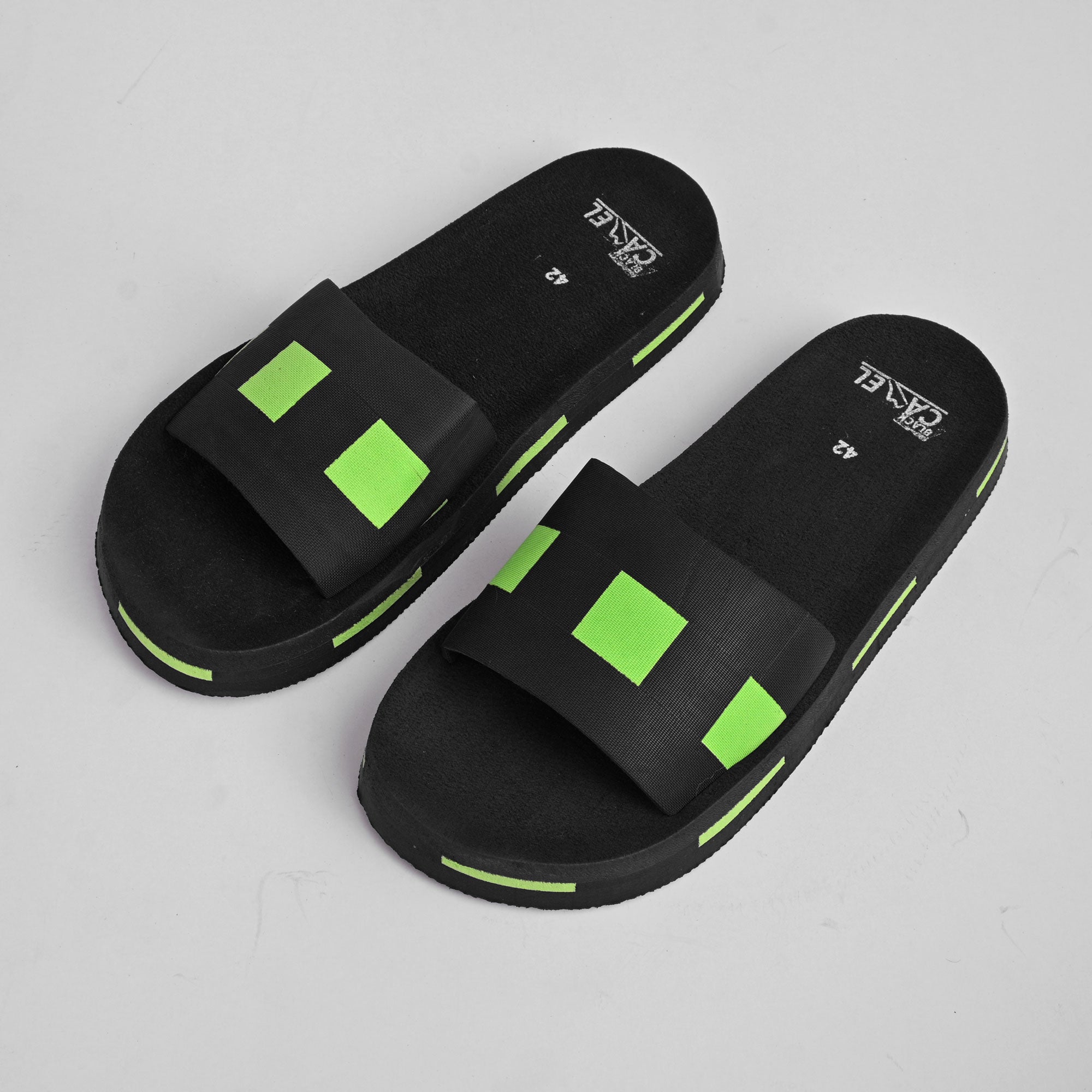 Black Camel Slippers For Men Box Slides For Men
