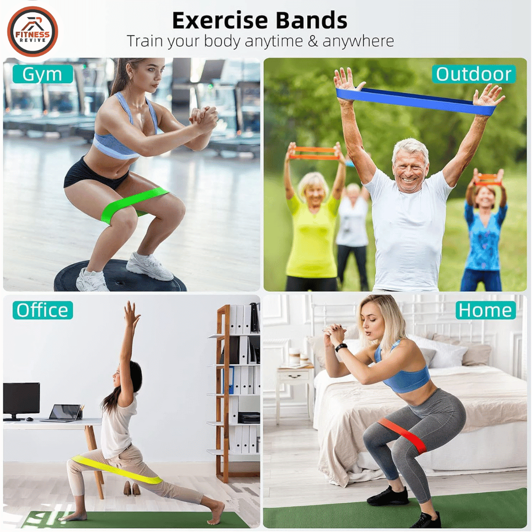 Resistance Loop Band Pack of 5 – Elastic Workout Bands for Strength Training, Weight Loss, Yoga, Pilates & Home Fitness | Beginner to Advanced | Mini Exercise Bands