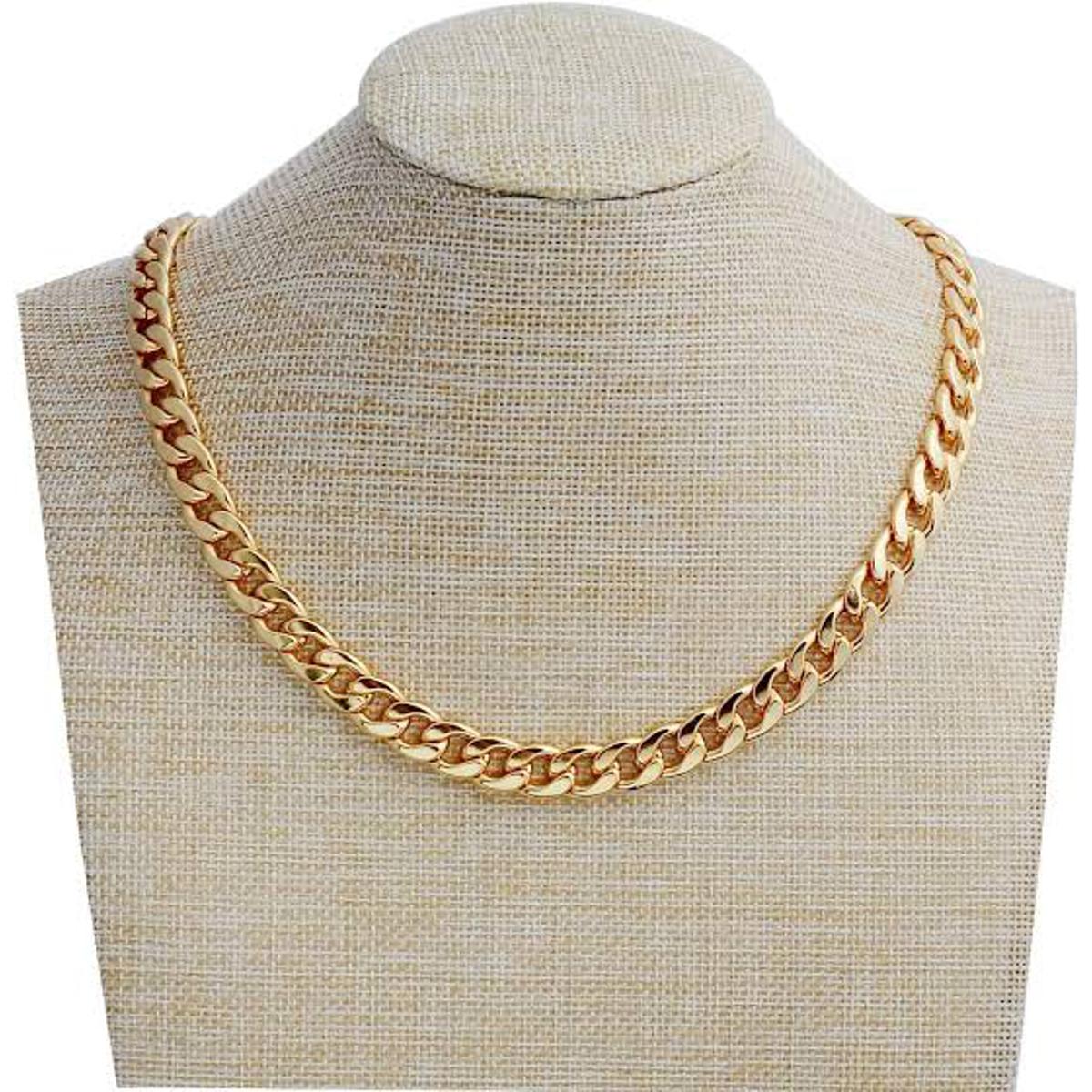 Solid Golden Italian Cuban Link Thin Gold Color Stainless Steel Neck Chain for Men's/Female
