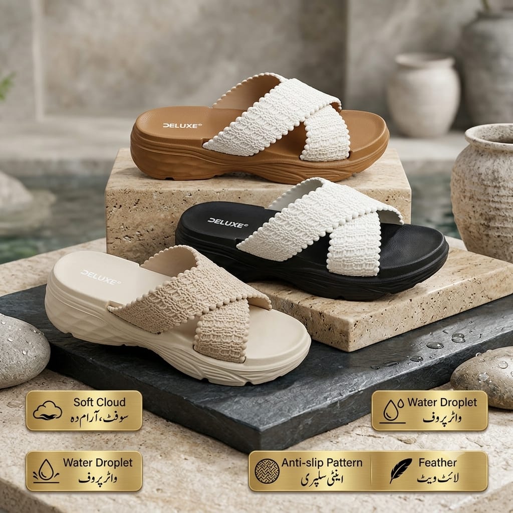 Deluxe Footwear Thick Sole Ladies Slipper | Soft Cloud Cushion Waterproof Sandals for Women | Lightweight Anti-Slip Summer Slides
