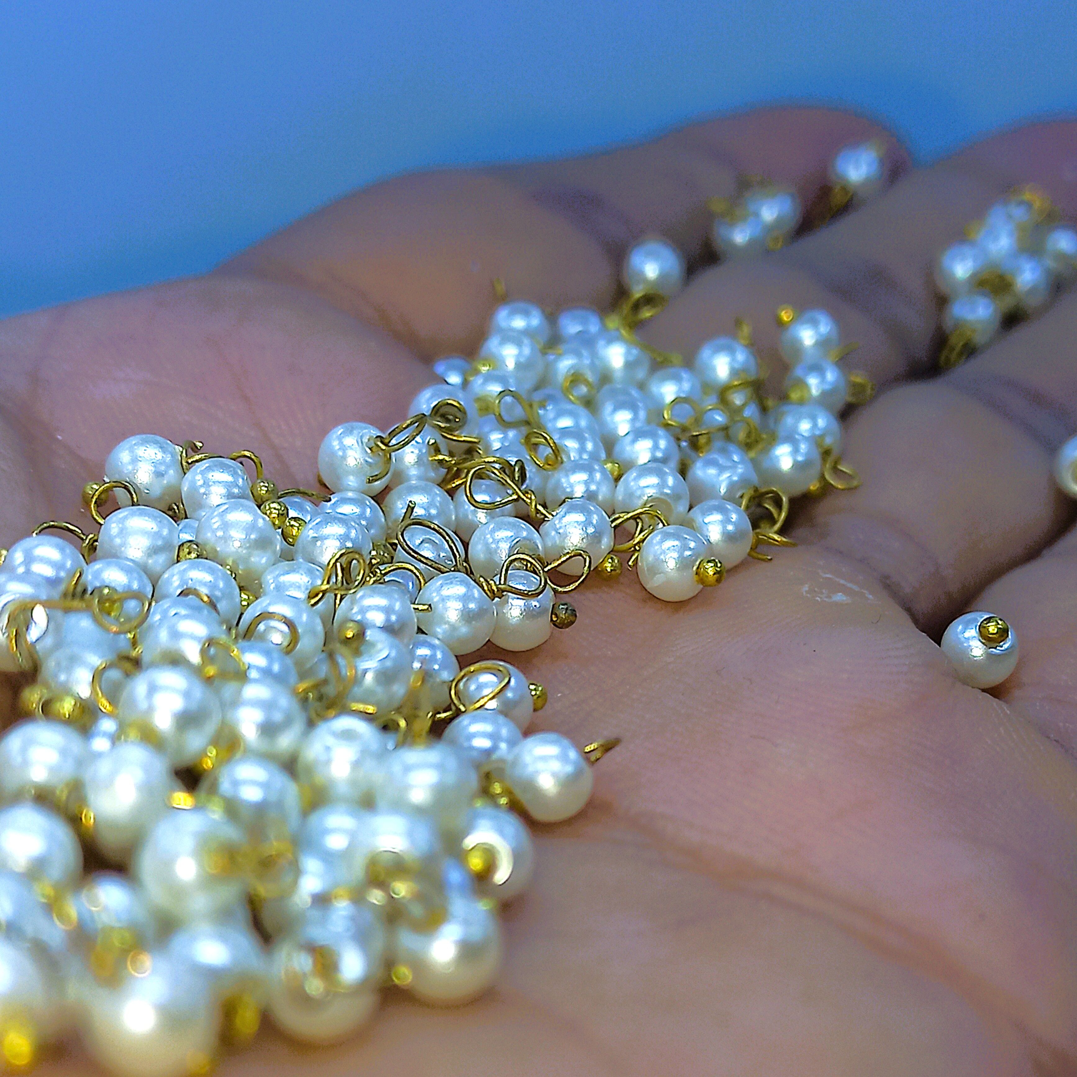 Loreal Pearl Beads (Mogra beads) /Earring Hanging Beads/Findings, 100pcs, about 3mm, DIY Art & Craft.