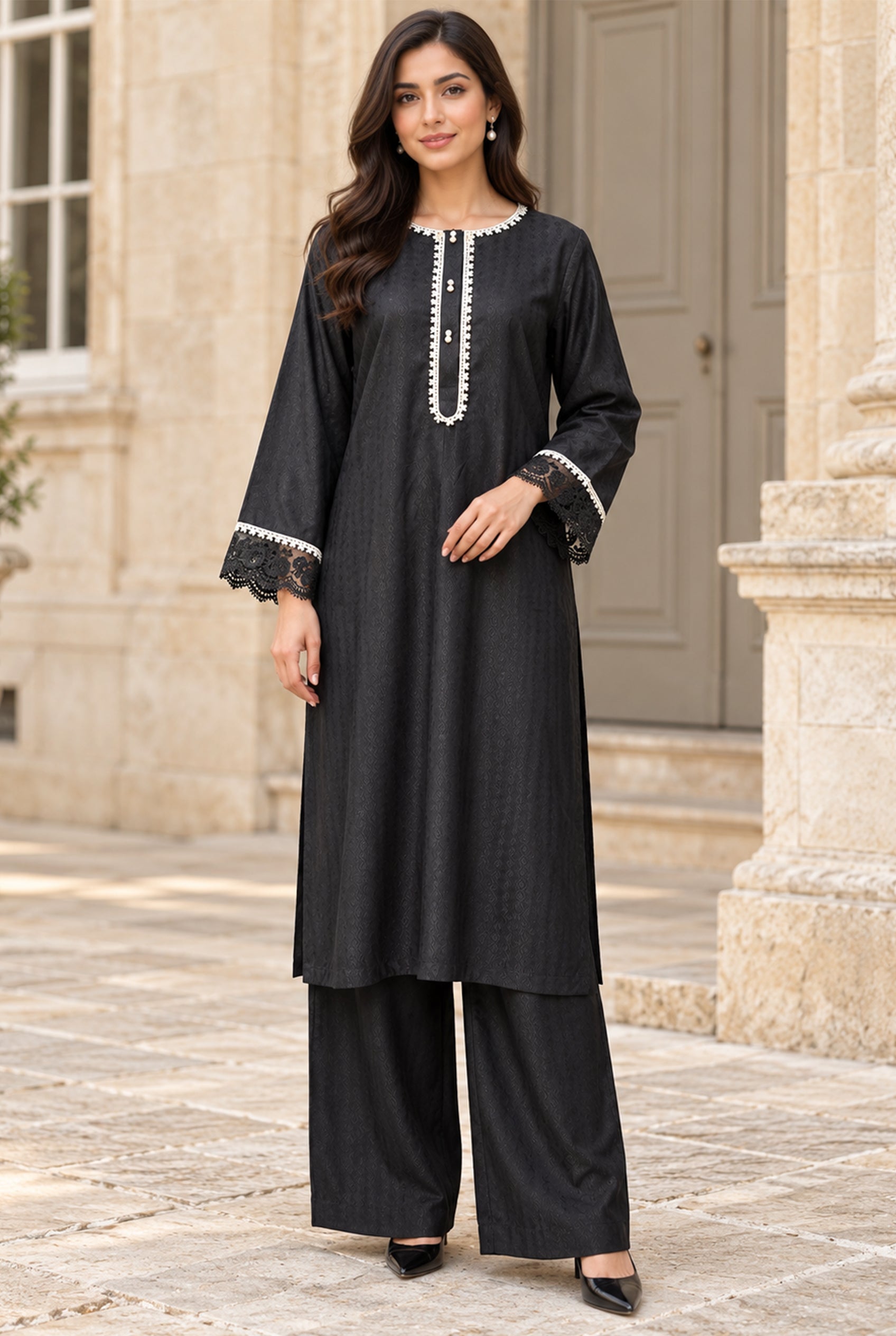 Kleren 2 Piece Stitched Dyed Jacquard Viscose Suit for Women Ready to Wear with Dyed Jacquard Viscose Shirt and Dyed Jacquard Viscose Trouser - Winter Collection 2026 - Design code : NOVA NV-14