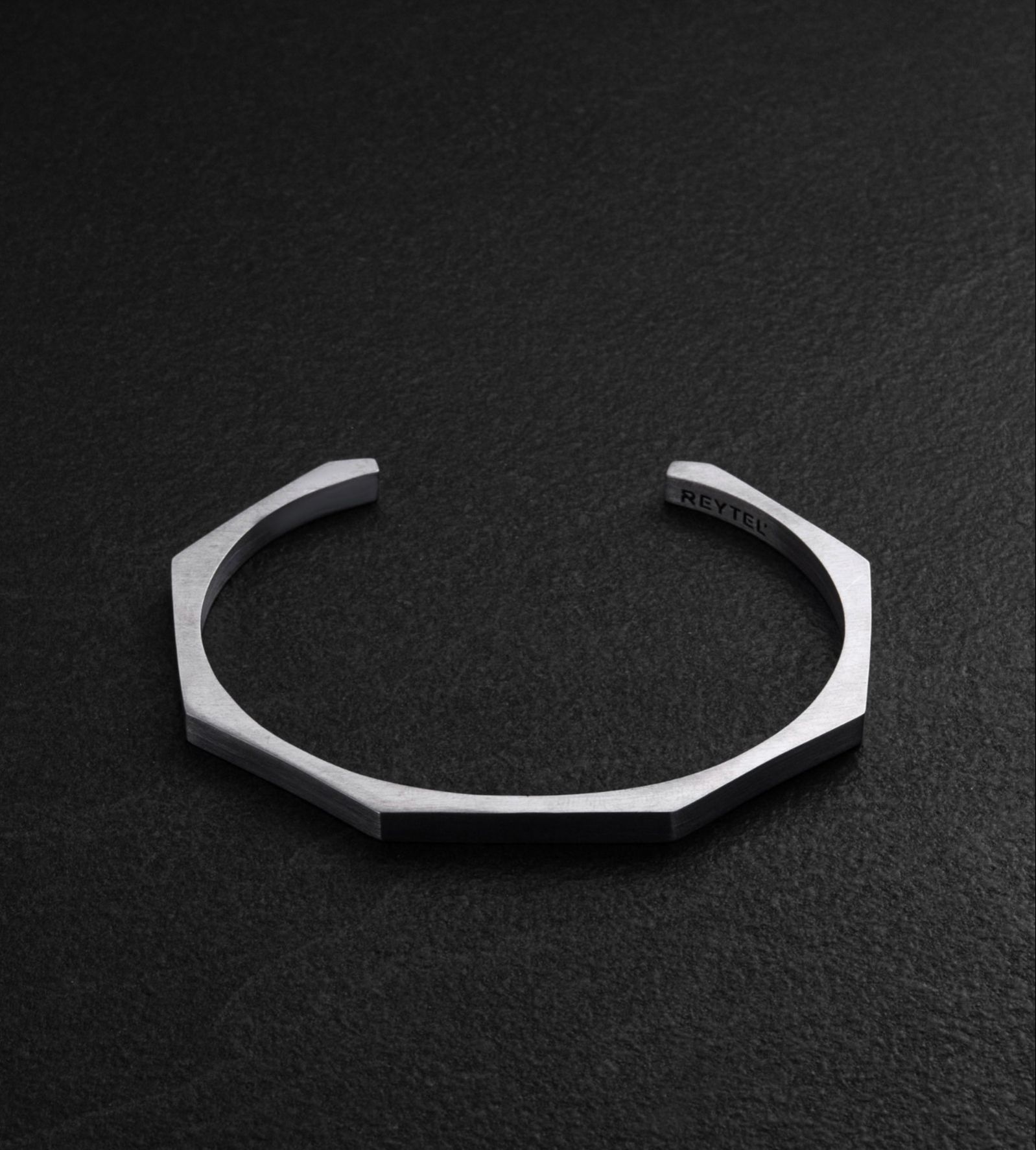Reytel KRAFT Silver Rigid Hexagonal Cuff Bracelet for Men | Handcrafted Sterling Silver Bangle