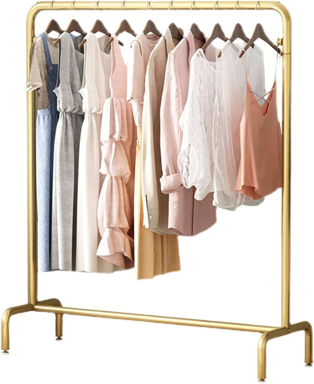 High-quality clothing store display rack golden floor-type iron women's  clothing store hanger shoe bag display stand - Main Image