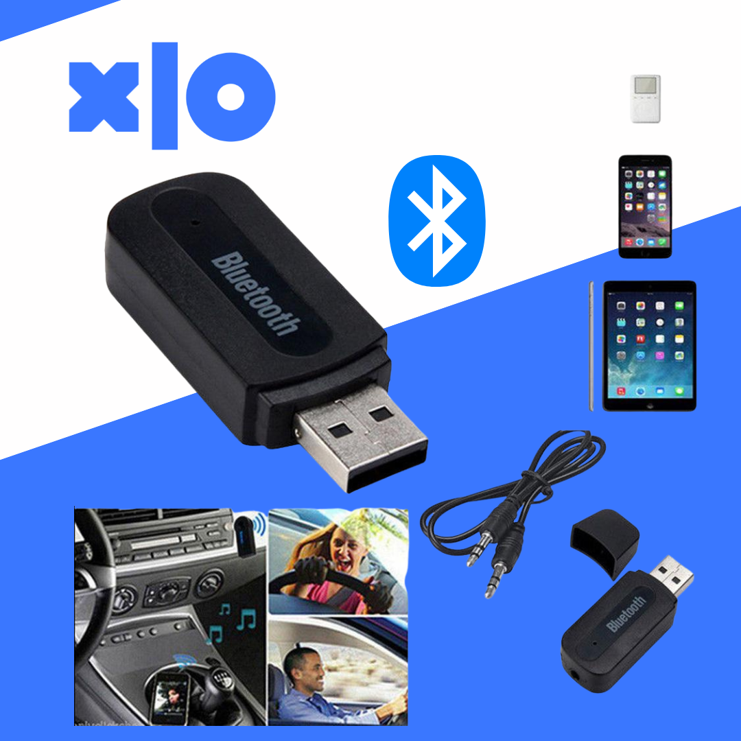 Portable USB Bluetooth Wireless Audio Receiver Dongle | Car Stereo Music BT Adaptor with 3.5mm AUX Cable | Plug & Play Receiver for Home Speakers & Auto Radio - XLO