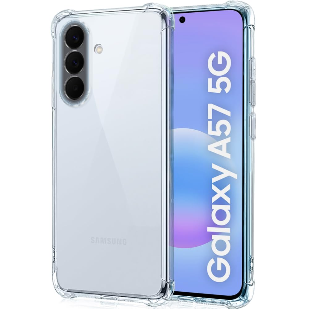 Samsung Galaxy A57 Transparent Back Cover – Soft Silicone Clear Case with Shockproof Corner Bumper Protection
