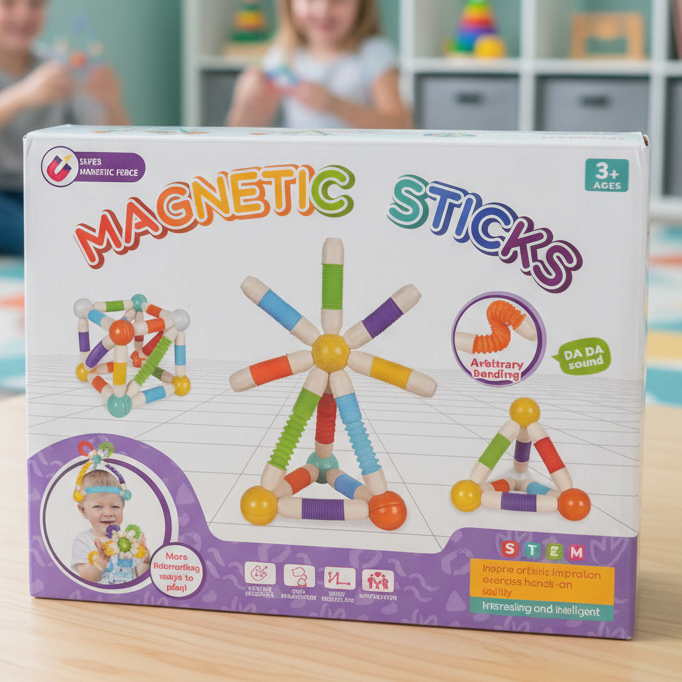 36pcs Flexible Magnetic Tube Building Blocks | DIY Educational Construction Toy for Kids