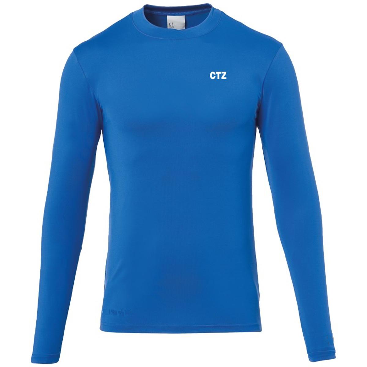 Branded Mens Compression Base Layer Top Long Sleeves Athletic Workout Royal Blue