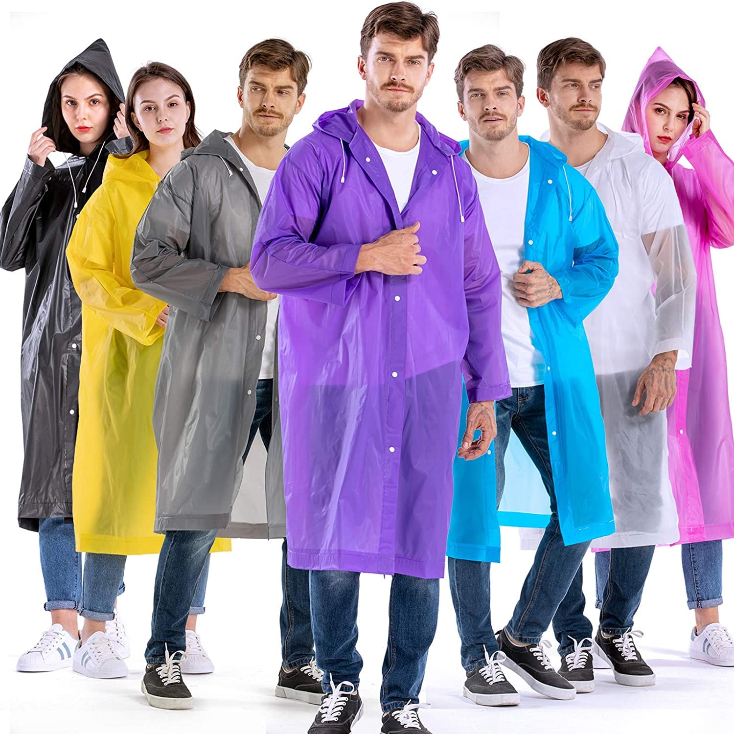 EVA Waterproof Unisex Rain Coat Hooded Full Sleeves Outdoor Men, Women, Boys & Girls Rainwear Poncho Raincoat for Camping, Hiking & Travelling