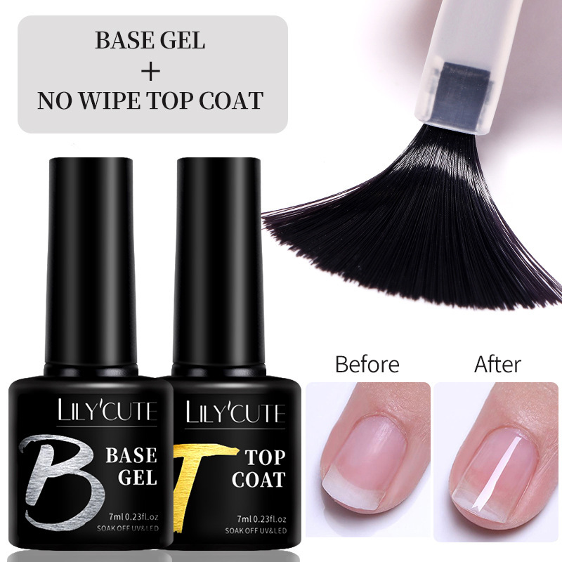 1PC LILYCUTE 7ml Base Gel & Top Coat | Matte  No Wipe | UV LED Soak Off | Long Lasting Semi Permanent Manicure Nail Polish