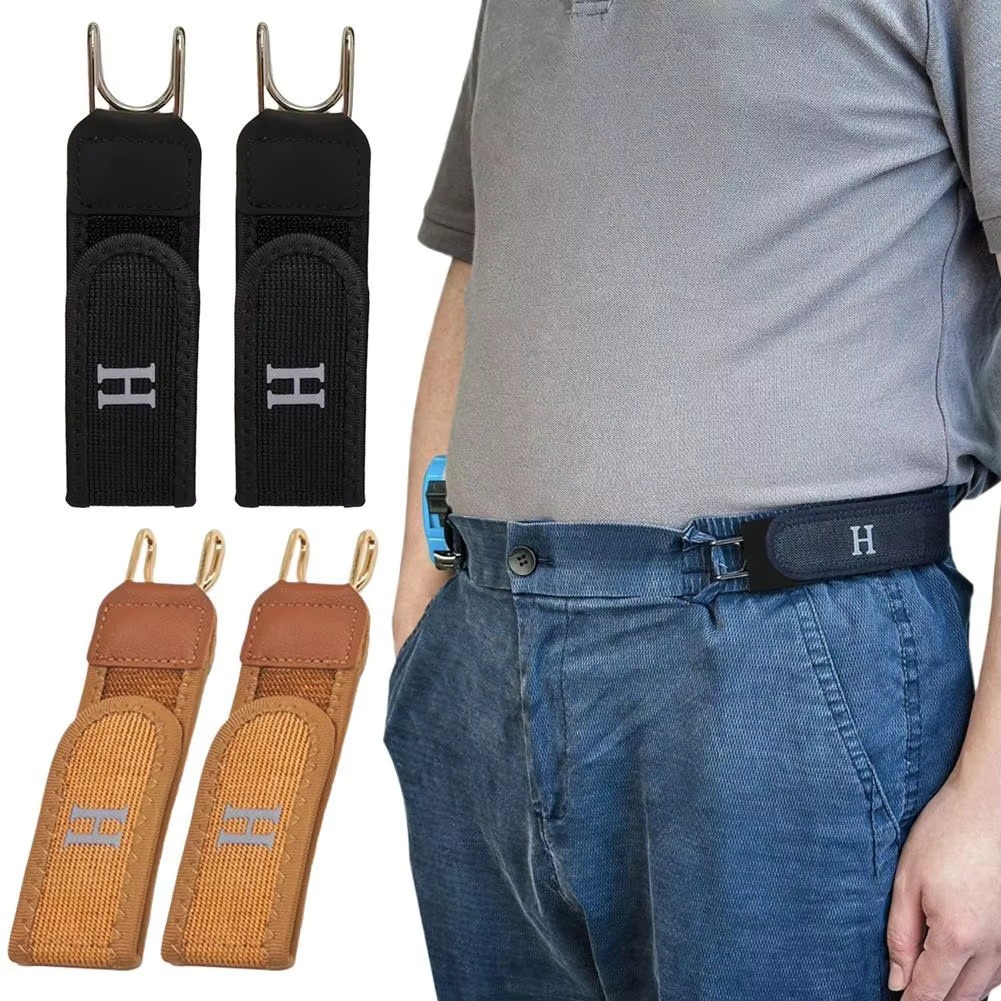 Adjustable Buckleless Belt Hook Elastic Velcro Waist Buckle Waist Belt For Men‘s Casual Belt With Buckle