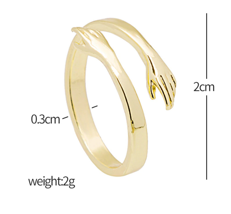 Hug Rings for Girls Couple Open Adjustable Rings Cute Minimalist Hands Embracing Love Ring For Women Couple Party Gift Select Color under Variations