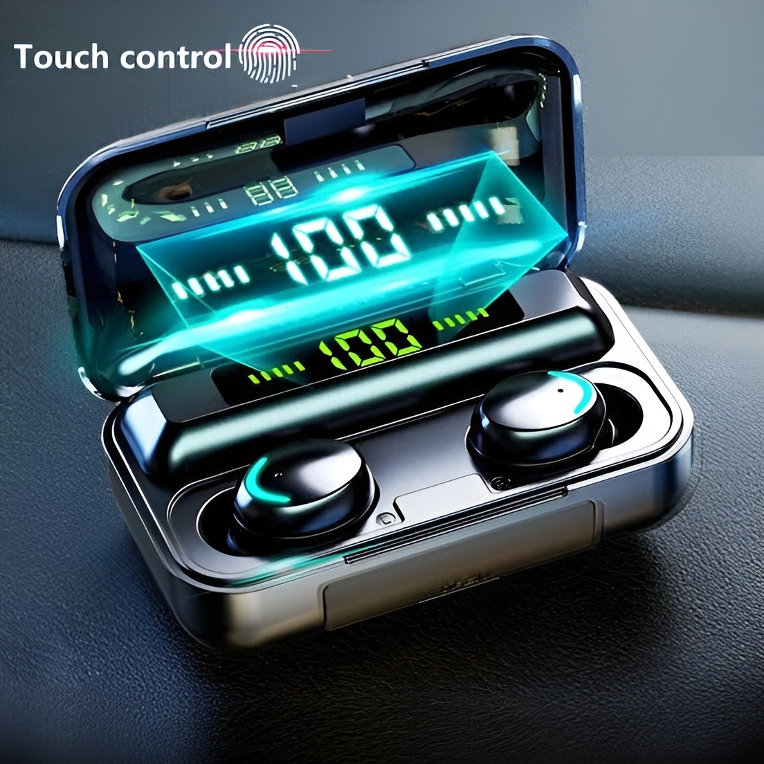 F9 Pro TWS (True Wireless Stereo) Bluetooth Earphones Headset With HiFi Stereo Sound & Touch Control System (Connected With All Bluetooth Devices).