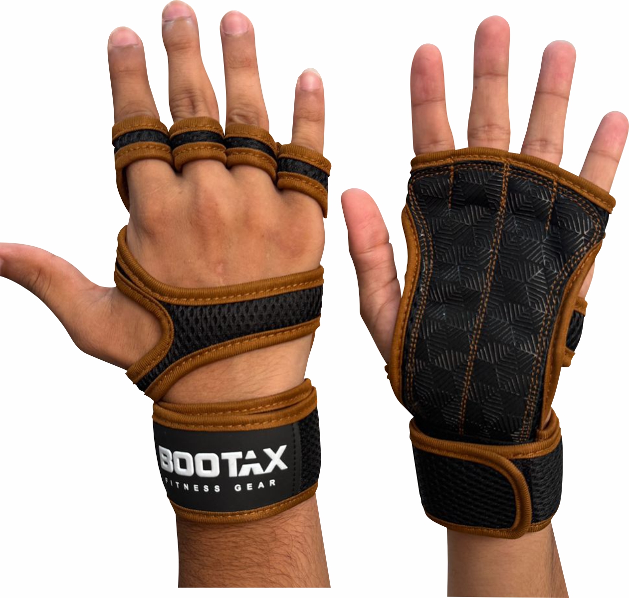 Weightlifting Gloves with Wrist Support and grip printing - Ultimate Fitness Companion" Bootax Black And  Brown