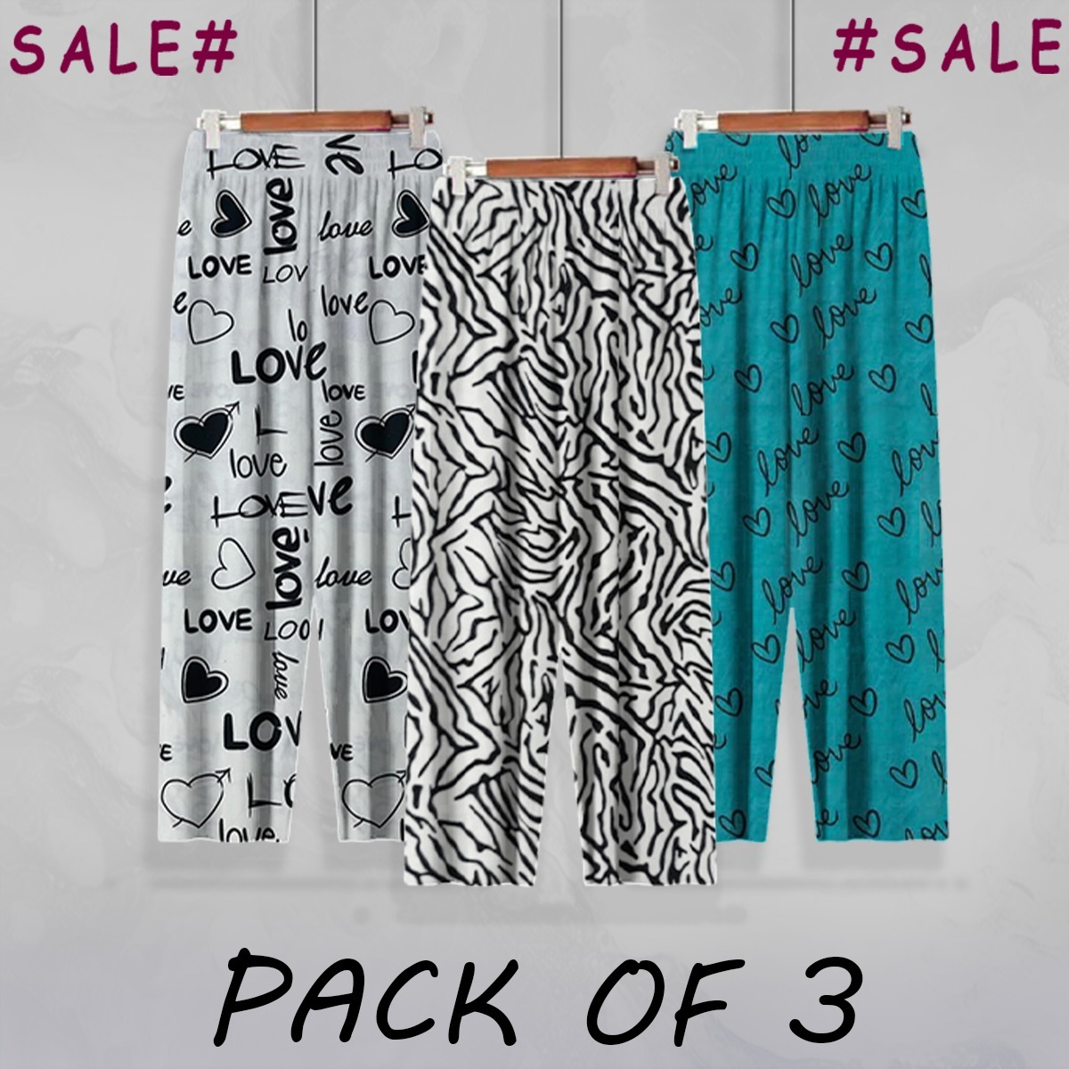 Pack Of 3 printed Flapper Trouser Random print New prints Arrived