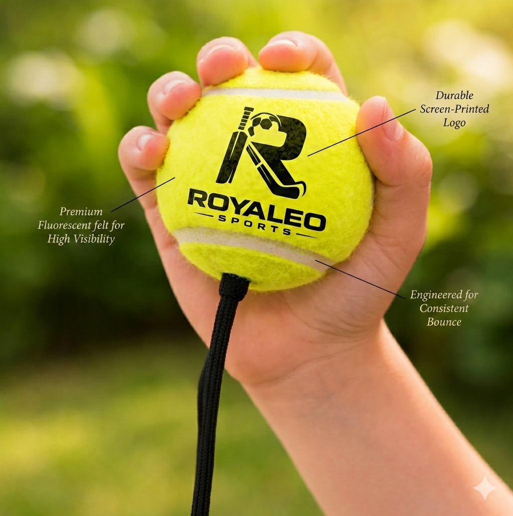 CRICKET Tennis Training Ball with Rope Hanging Tennis ball – Premium Solo Rebound Practice Trainer for Beginners, Kids & Players  Portable Swing Skill Builder  rassi wala ball