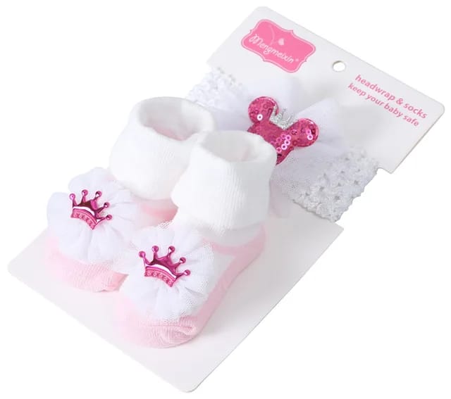 Newborn Infant Baby Girl Shoes +Headband Set First Walkers Soft Sole Bowknot Cute Shoe Toddler Walking