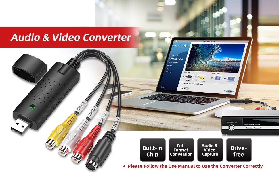 USB EasyCapture Card / Easycap Capture Card 2.0 / Easycap USB 2.0 Video Capture Device with Audio