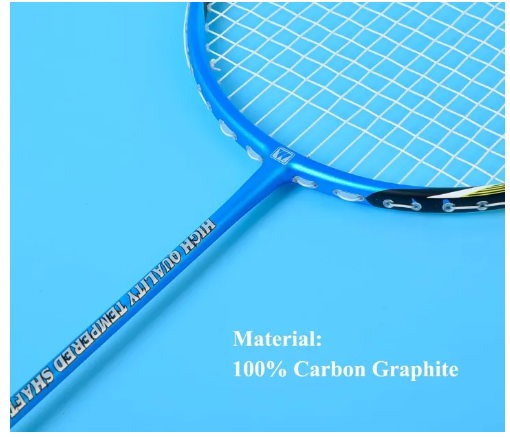 2-Player Carbon Graphite Badminton Racket Set, Full Carbon Fiber Badminton Racquet, New Frame Design Anti-Scratch