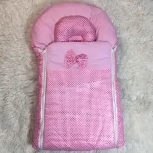 Gharbazar.pk Love Baby Sleeping Bag with 1 Pillow Bow Ribbon Design - baby bistar gaddi - baby nest bed accessories for baby, bistar infant newborn dipper bag multicolored