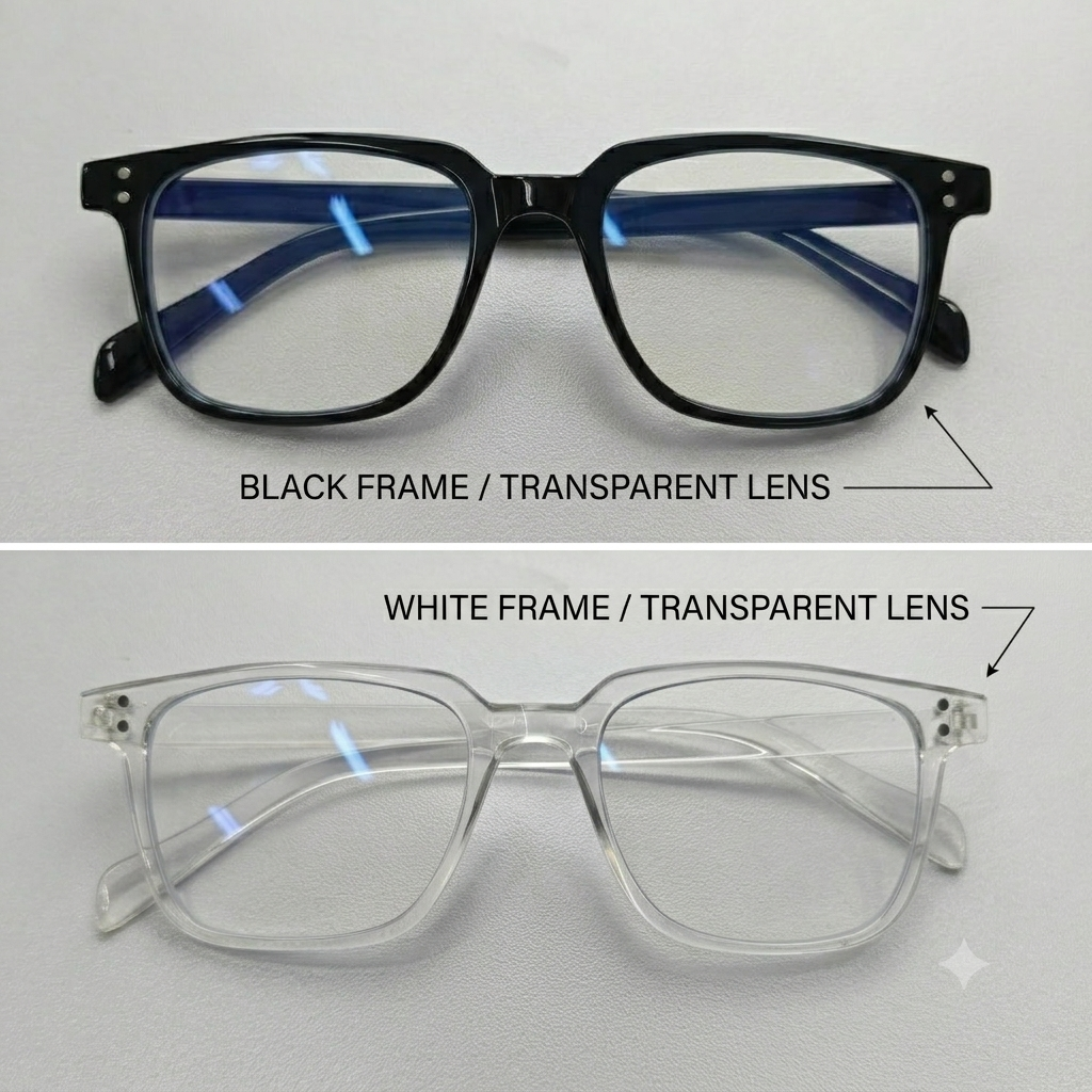 UrbanHive.pk Original White Transparent Glasses for Men - Eyeglasses For Women - Square Frame Lightweight Eyewear Unisex Glasses for Girls & Boys
