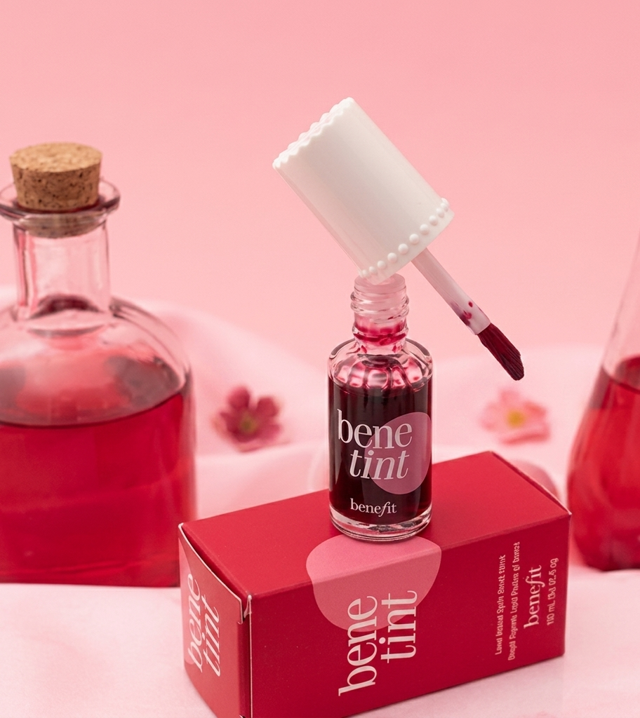 Lip & Cheek Tint Original Pink Red Cherry – Long Lasting Natural Liquid Blush for Lips and Cheeks – Waterproof Smudge Proof Lightweight Makeup Tint Set