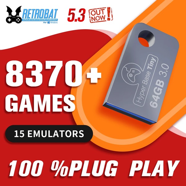 Portable Retrobat 64G USB Disk 15 Emulators＆8731 Retro Games