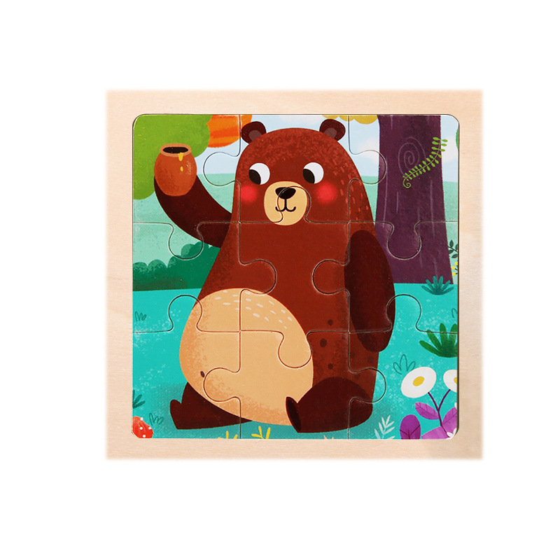 Montessori Wooden Picture Puzzles for Kids — 12 Colourful Animal Boards, 9-Piece Each for Hand-Eye & Problem Solving