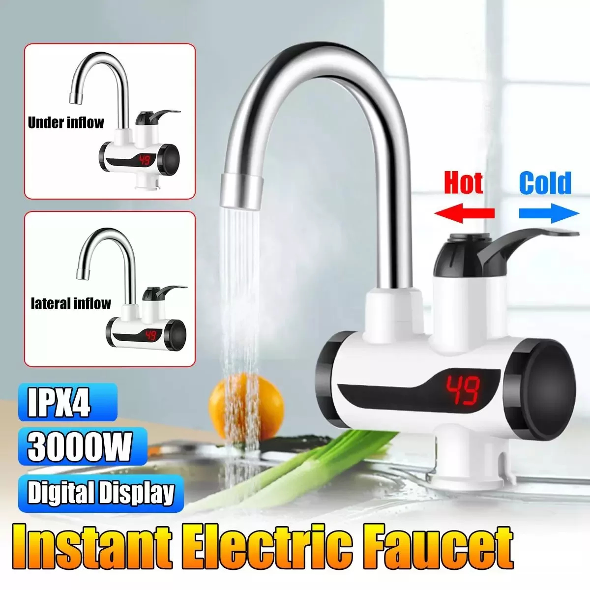 Hot Water Tap - Geyser - Electric Geyser - Instant Heating Electric Water Heater Faucet - Instant Electric Water Heater Tap