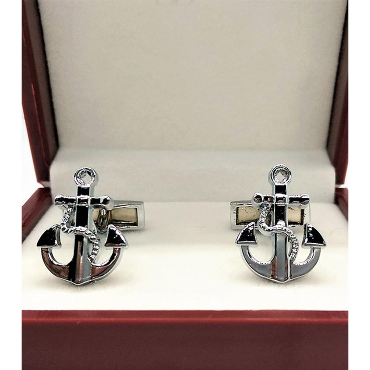 Classic Cufflinks | Silver Anchor Shape Cufflinks for Men | Royal Cufflinks