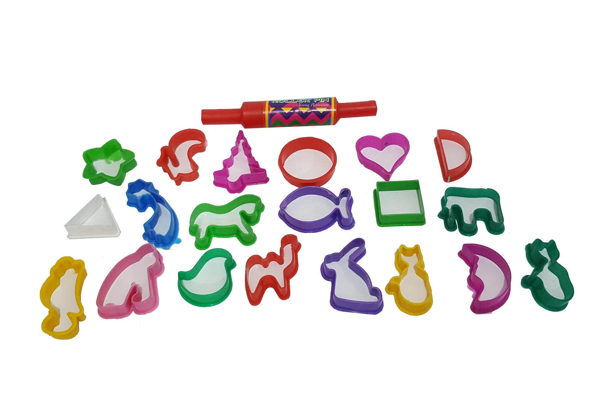 Shapes cutter and Rolling Pin for Play Dough Clay Sand Moulds 20