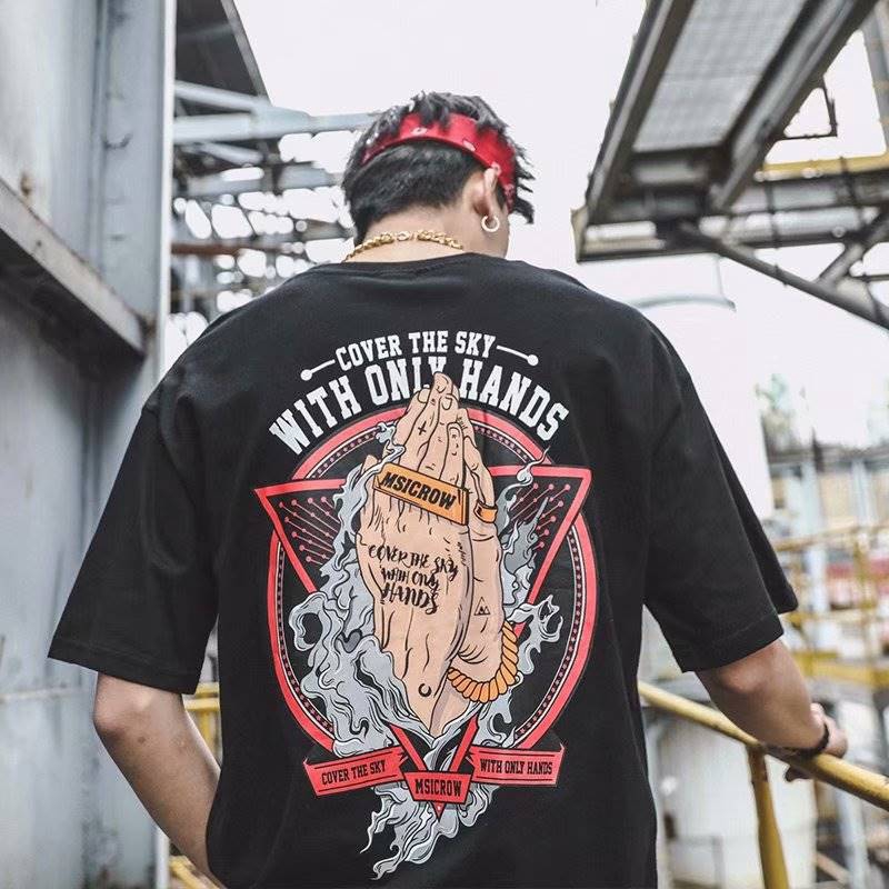 Hands Men T-Shirt Half Sleeve Oversize 
