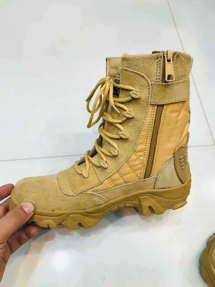 Long Zipper High Ankle Army Shoes