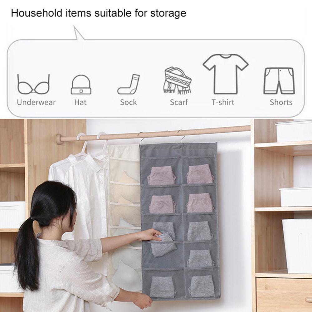 Dual Side Hanging Storage Organiser Space Saving Closet Wardrobe