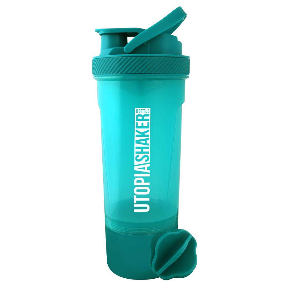 Utopia - Fitness Sports Classic Protein Mixer Shaker Bottle with Twist and Lock Box Storage (24-Oz) BPA Free & Leakproof
