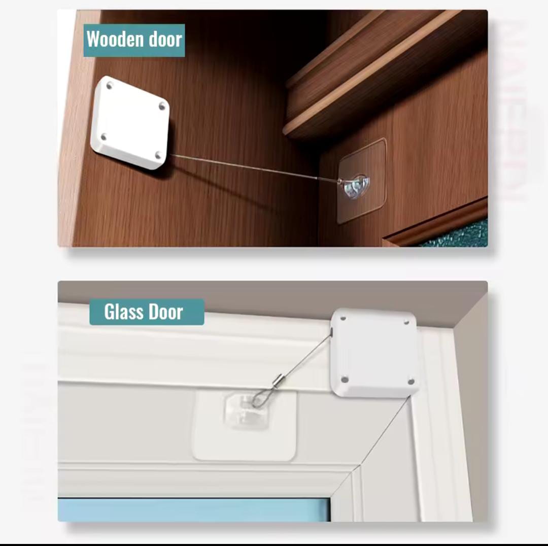 Automatic Door Closer Effortless Door Control with Drawstring Mechanism for Interior, Storm
