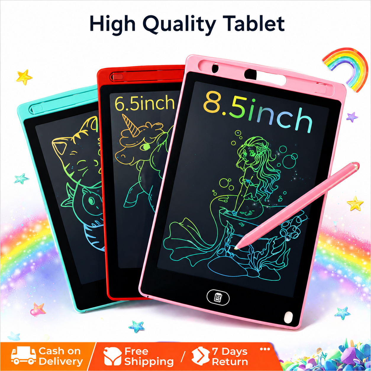 LCD Writing Tablet with Stylus Multicolor Digital Drawing Tablet for Kids - Unisex Educational Learning Toy, Best Gift for Children