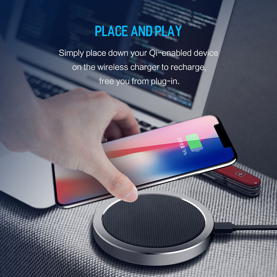 DIVI High Power Qi Fast Wireless Charger Charging Pad Round Wireless Charger Base for All Mobile Phone