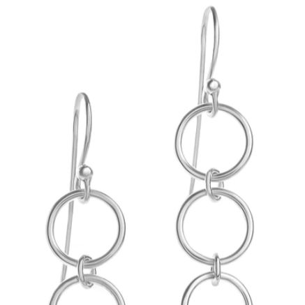 4 Loops Thick Chain Metallic Pendant Punk Golden Silver Plated Dangle Earrings Drop Earrings