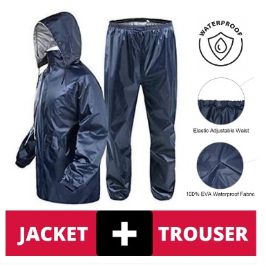 Rain Suit  WATER PROOF  Rain Coat With Trouser and Cap For Men And Women