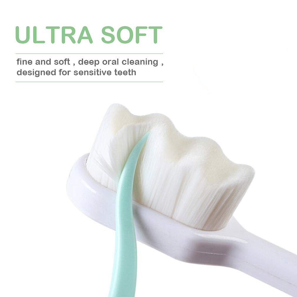 Ultra Fine Soft Toothbrush Nano Bristle Adult Tooth Brush Teeth Deep Cleaning Dental Oral Care Antibacterial Gum Health Hygiene Super Micro Toothbrushes For Sensitive Gums Fiber Thin Hair Whitening Superfine Thick Wave Bristled Cleansing Handle