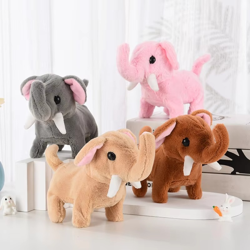 Plush Elephant Toy Walking with Music & Light Battery Operated Kids Toy