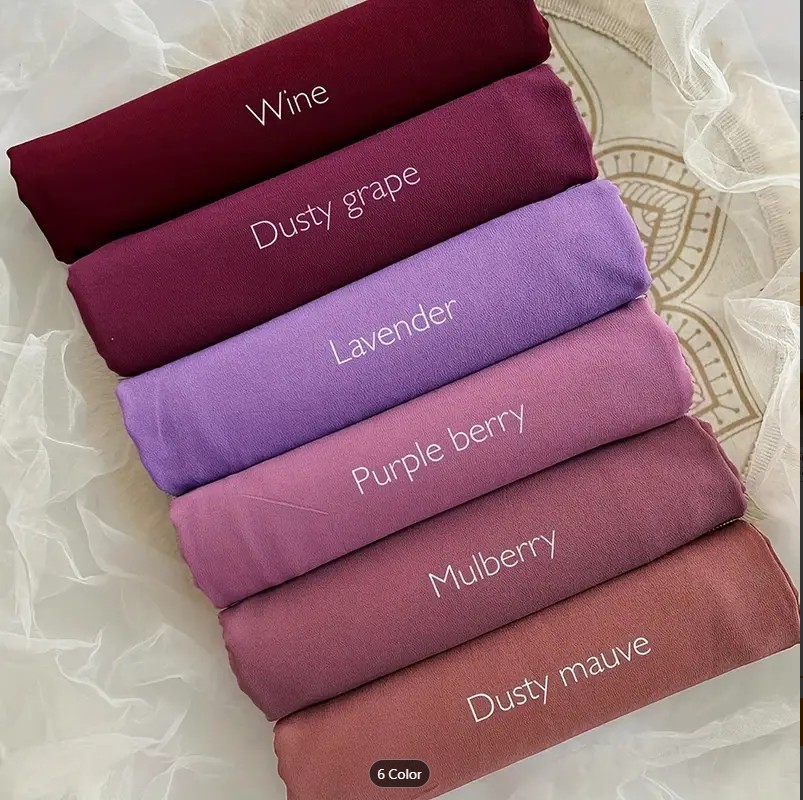 24pc , 12pc , 6pc  4pc , 1pc Custom Scarf Set – Plain Chiffon Scarves, Solid Color Hijabs, Islamic Wrap Shawl, Plain Shawl Hijab, Premium Chiffon Hijab Set for Modest Wear