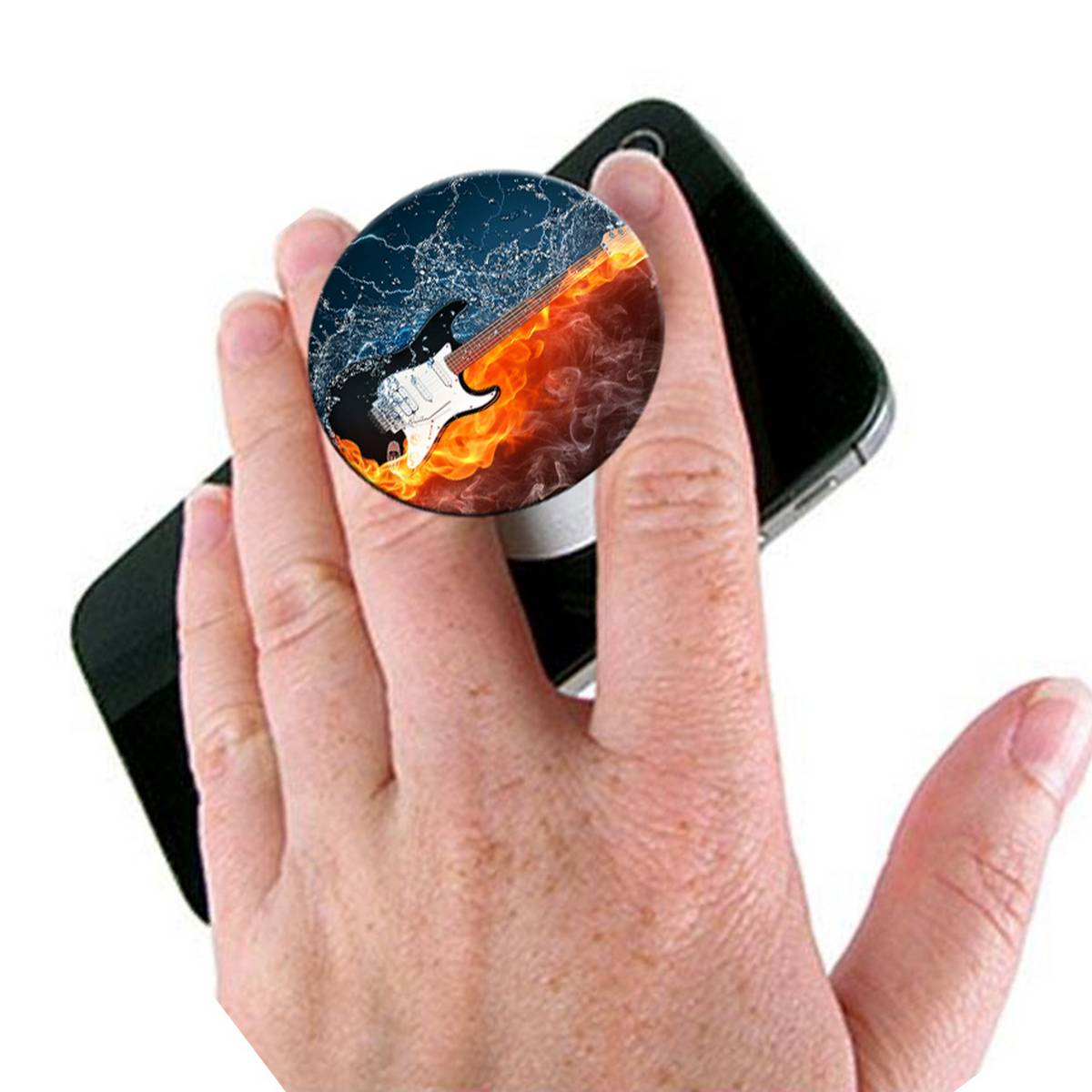 Guitar Pop Socket Mobile Stand / Holder for Boys - Universal Pop Socket for Mobile Phone & Tablets & Cover - Grey