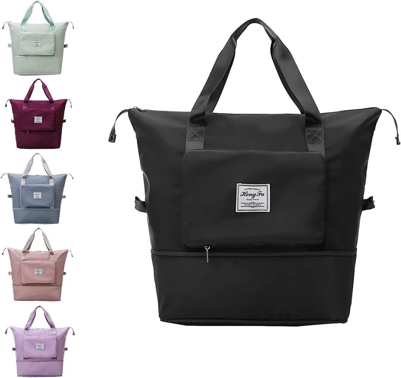 Travel Bag Waterproof Weekender Bags Oxford Cloth Luggages Handbag Shoulder Bag Traveling Bag Dry and Wet Separation Sport Bag Fitness Bag Gym Totes for Men Women (Black)