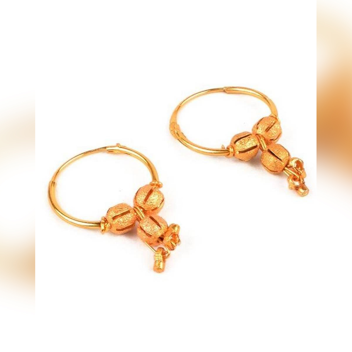 Golden High Polished Hoop Kashmiri Statement Earrings